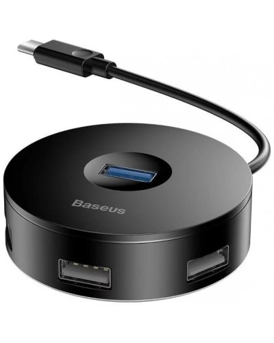 HUB USB-C Baseus Airjoy Round Box 4 Porturi | USB3.0 + 3x USB2.0 Negru